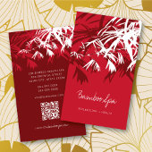 Carte De Visite Asiatique Zen Rouge Bambou Feuille moderne Orienta