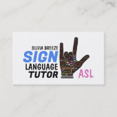 Carte De Visite ASL, Gesture d'Amour, Tutor de Langue des Signes,  (Devant)
