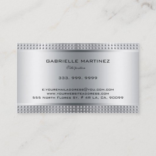 Carte De Visite Aspect en acier inoxydable design brillant (Dos)