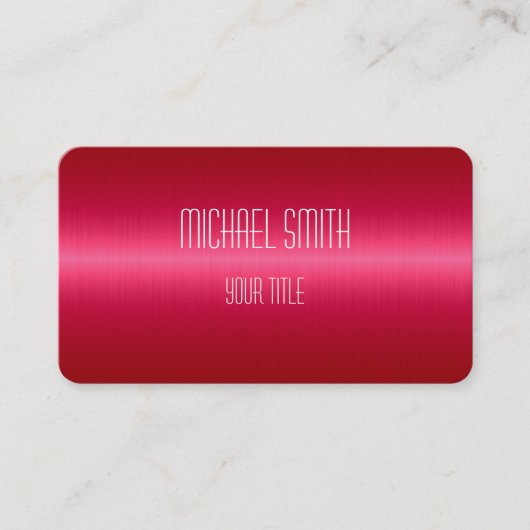 Carte De Visite Aspect métallique en acier inoxydable rose chaud (Devant)