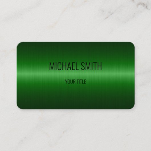 Carte De Visite Aspect métallique en acier inoxydable vert (Devant)