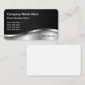 Carte De Visite Aspect Métallique Noir Et Argent (Devant / Derrière)