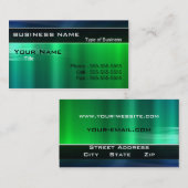 Carte De Visite Aspect vert brillant et bleu métallique (Devant / Derrière)