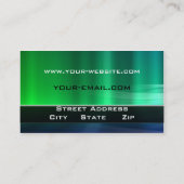 Carte De Visite Aspect vert brillant et bleu métallique (Dos)