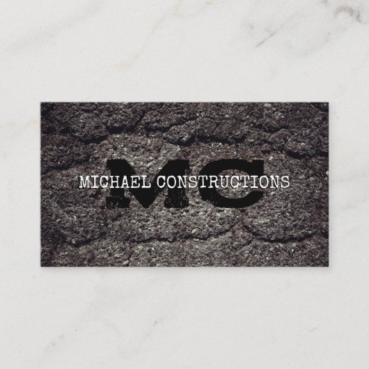 Carte De Visite Asphalte Concret Ouvrier de construction Monogramm (Devant)