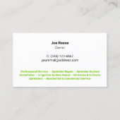 Carte De Visite Aspirateur et réparation d'irrigation (Dos)