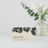 CARTE DE VISITE assez audacieux crème fleurie noir (Debout devant)