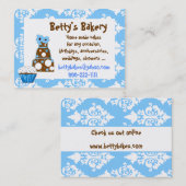 Carte de visite assez bleu, blanc, et brun (Devant / Derrière)