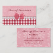 Carte De Visite Assez dans le guingan et les marguerites roses (Devant / Derrière)