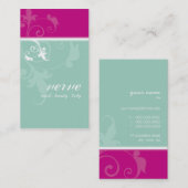 CARTE DE VISITE assez élégant vert menthe rose ver (Devant / Derrière)