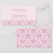 Carte de visite assez rose de damassé (Devant / Derrière)