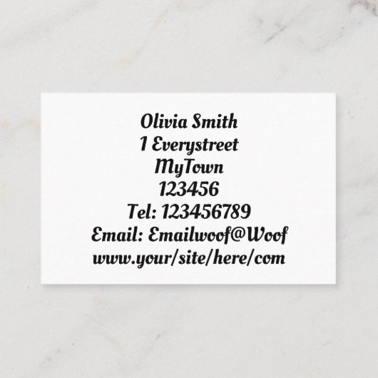 Carte De Visite Assiette pour animaux de compagnie mignonne chien  (Dos)
