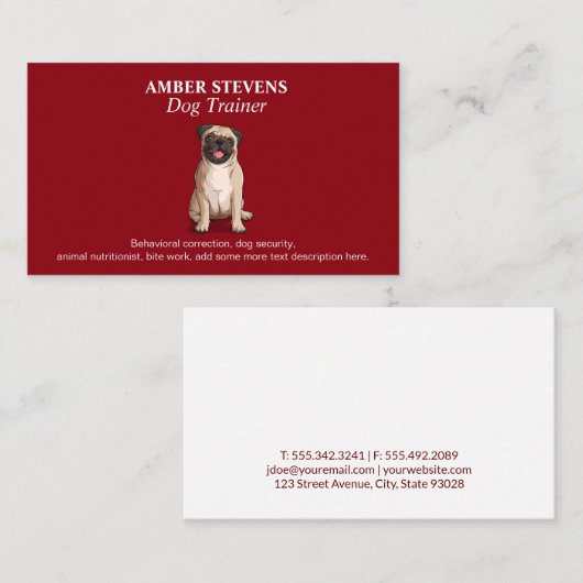 Carte De Visite assis Doggie (Devant / Derrière)