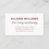 Carte de visite assis et à l'embarquement (Dos)