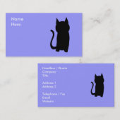 Carte De Visite Assis Noir Chat Silhouette. (Devant / Derrière)