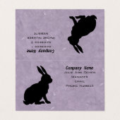 Carte De Visite Assis noir lapin Silhouette sur marbré violet (Extérieur déplié)
