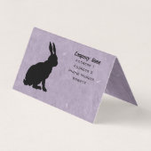 Carte De Visite Assis noir lapin Silhouette sur marbré violet (Dos)
