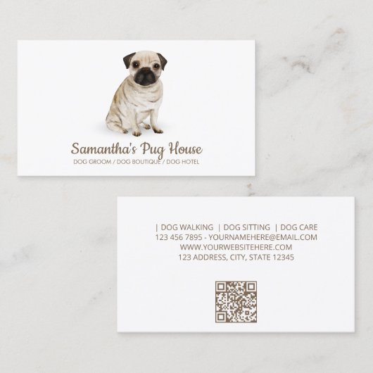 Carte De Visite Assis simple Carlin chien (Devant / Derrière)