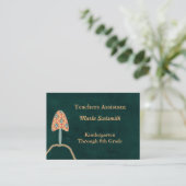 Carte De Visite Assistant d'enseignant vert foncé avec orange (Debout devant)