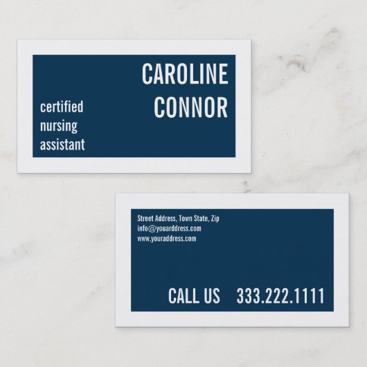 Carte De Visite Assistant infirmier certifié Frontière bleue et bl (Devant / Derrière)