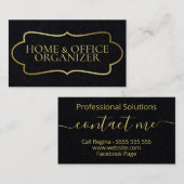 Carte De Visite Assistant personnel Décontracté noir FAUX Gold (Devant / Derrière)