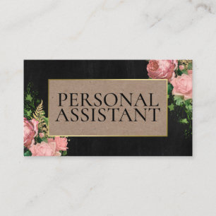 Carte De Visite Assistant personnel Décontracté noir professionn