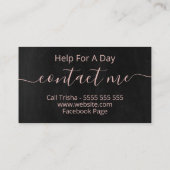 Carte De Visite Assistant personnel Décontracté noir professionnel (Dos)