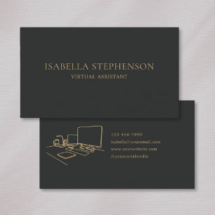 Carte De Visite Assistant Virtuel Minimaliste Moderne Gris Foncé O
