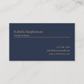 Carte De Visite Assistant Virtuel Moderne Bleu Nuit et Or (Devant)