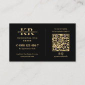 Carte De Visite Assistante Virtuelle Exécutive Élégante Noir (Dos)