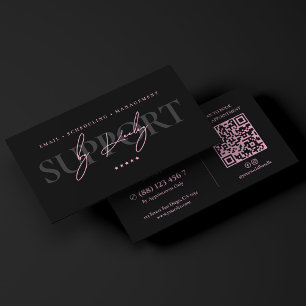 Carte De Visite Assistante Virtuelle Minimaliste Rose Noir Exécuti