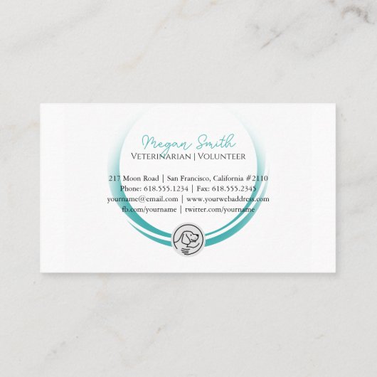 Carte De Visite Association d'aide aux animaux | Vétérinaire bénév (Dos)