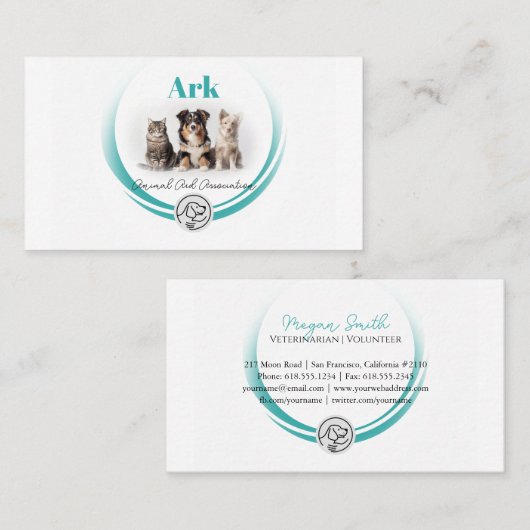 Carte De Visite Association d'aide aux animaux | Vétérinaire bénév (Devant / Derrière)