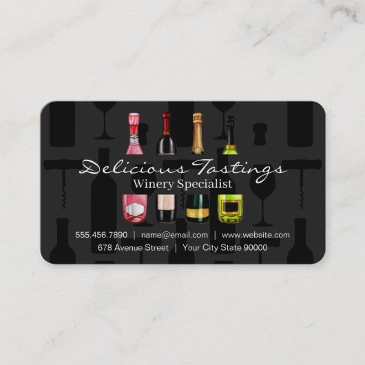 Carte De Visite Assorted Wine Champagne Tastings (Devant)