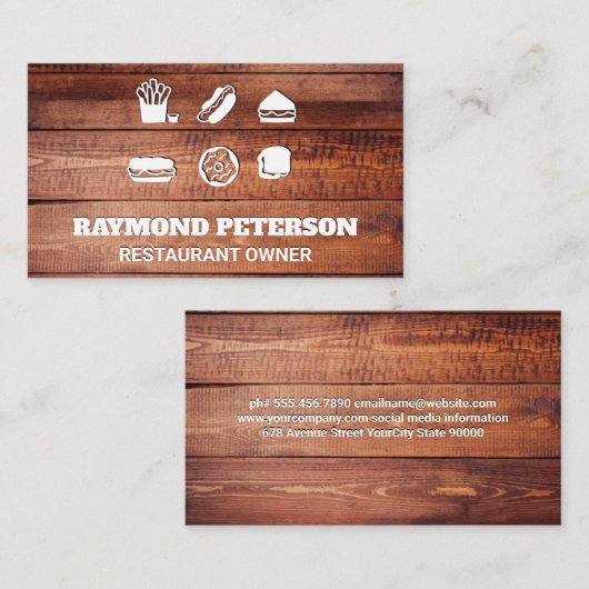 Carte De Visite Assortiment des aliments rapides (Devant / Derrière)