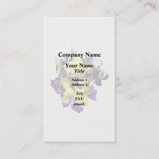 Carte De Visite Assortiment d'Irises jaune et violet (Devant)