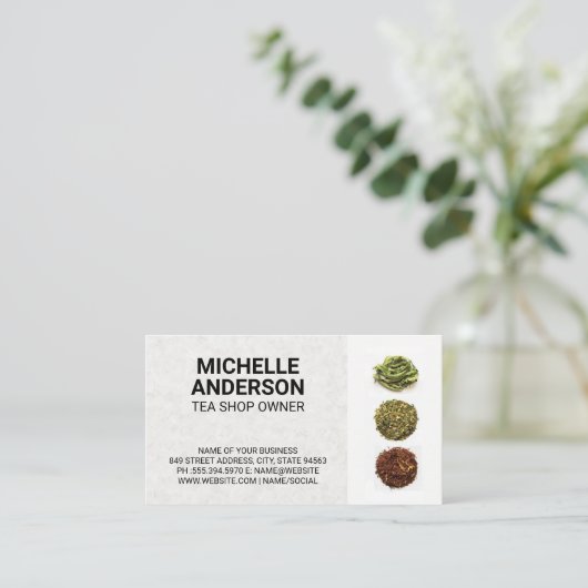 Carte De Visite Assortiments de thé (Debout devant)