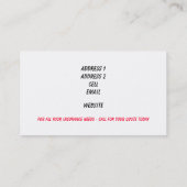 Carte De Visite Assurance/carte de visite de mécanicien (Dos)