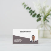 Carte De Visite Assurance simple Brown et Modèle photo blanc (Debout devant)
