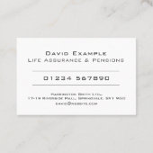 Carte De Visite Assurance vie et pensions avec photo du titulaire (Dos)