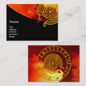 Carte De Visite ASTRAL LABYRINTH GOLD ZODIAC CHART Astrologie (Devant / Derrière)