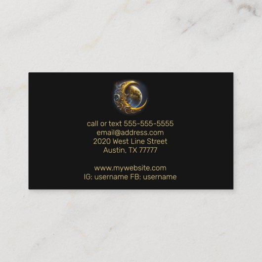 Carte De Visite Astrogoly Phases de la Lune d'or (Dos)