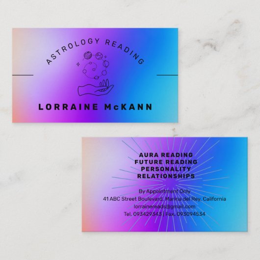 Carte De Visite ASTROLOGER Astrologie Lecture AURA (Devant / Derrière)