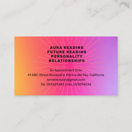 Carte De Visite ASTROLOGER Astrologie Lecture AURA Lecture (Dos)