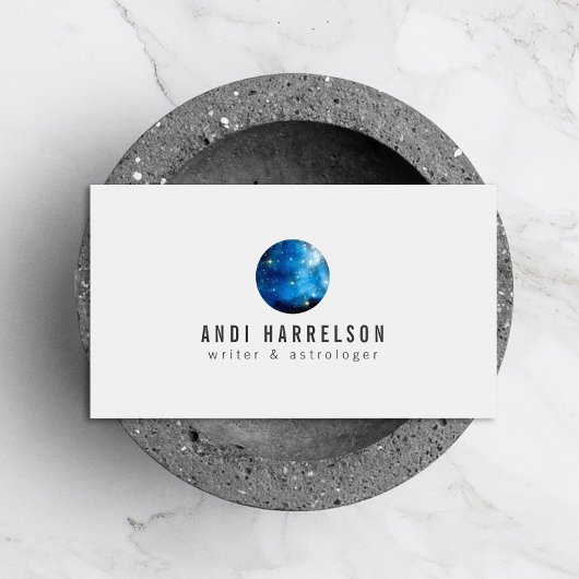 Carte De Visite Astrologie Bleue, Étoiles, Planète