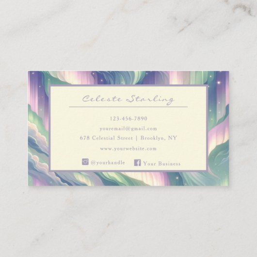 Carte De Visite Astrologie céleste Northern Lights Professional (Dos)