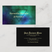 Carte De Visite Astrologie Galaxie céleste Triangle vert Chic (Devant / Derrière)