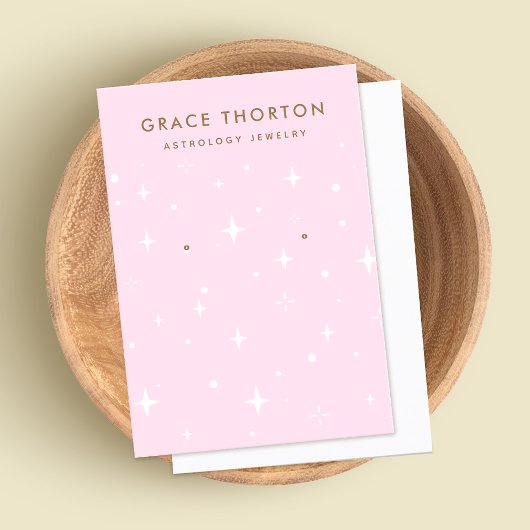 Carte De Visite Astrologie rose Étoiles Écoutant La Bijouterie Car