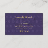 Carte De Visite Astrologie Zodiaque violet étoiles d'or (Dos)