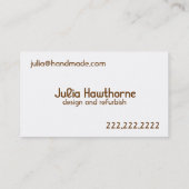 Carte de visite astucieux fait main (Dos)